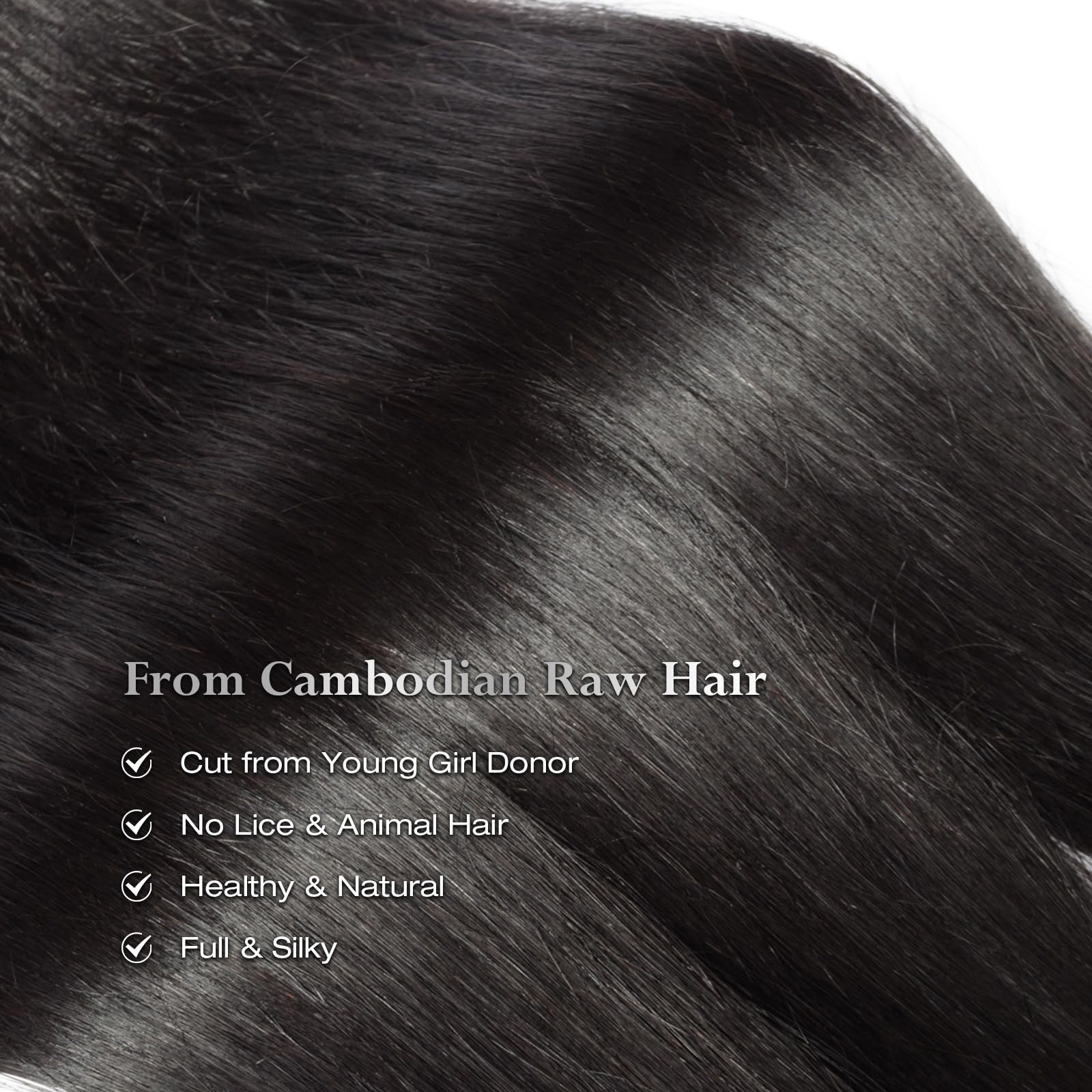 Unprocessed Cambodian Raw Human Hair Bundles – Straight, Soft & Silky, 14-18 Inc