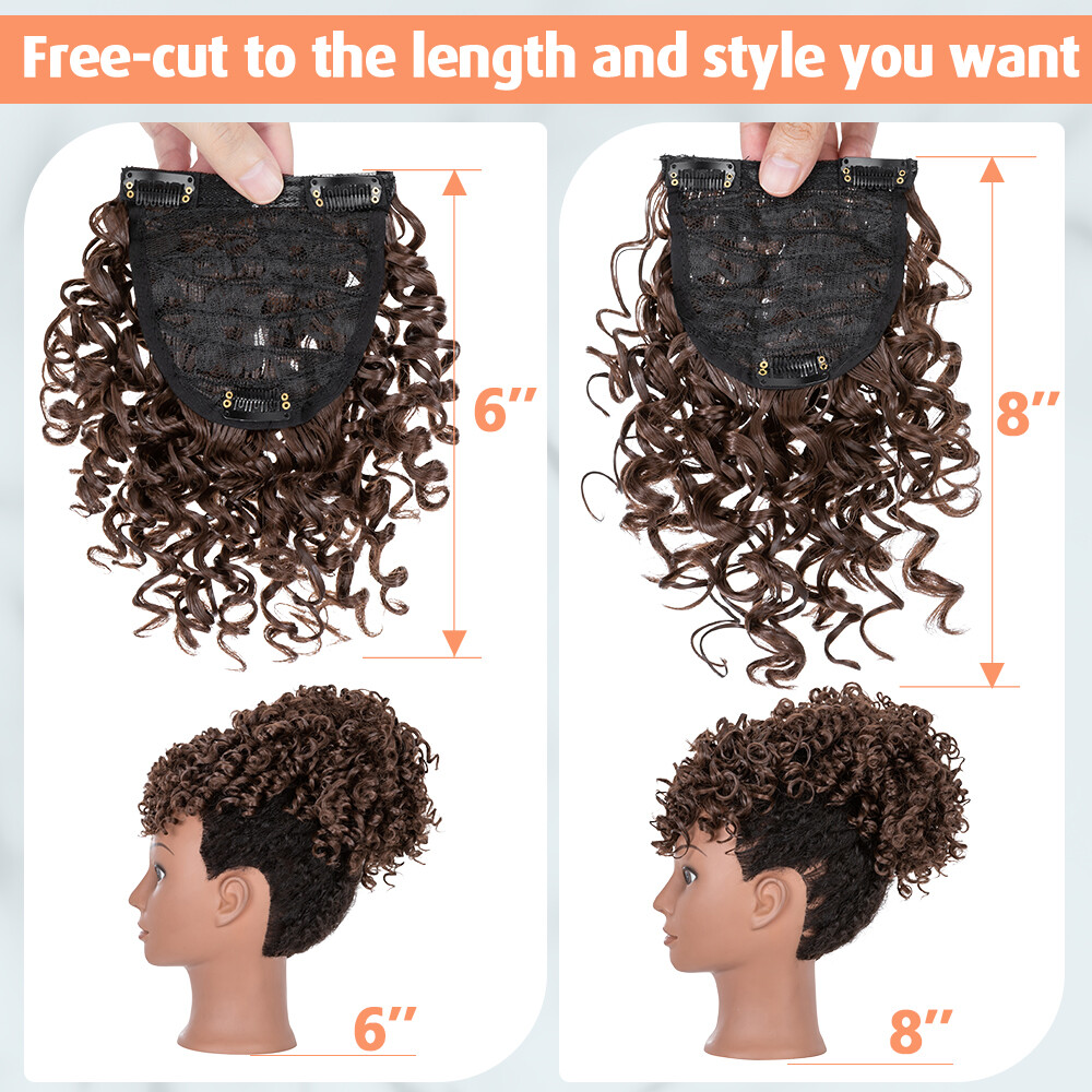 Afro Kinky Curly As Human Hair Clip In Short Ponytail Bun + Bangs Black Women US