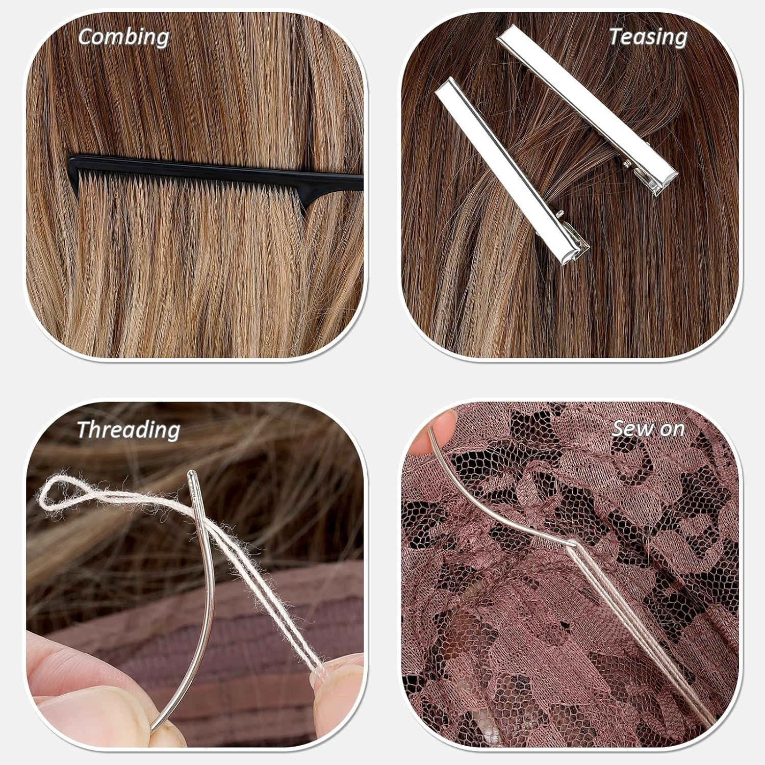 Hair Extension Tools Kit, 600 Silicone Lined Micro Rings, 1 Plier, 2 Hook Nee…