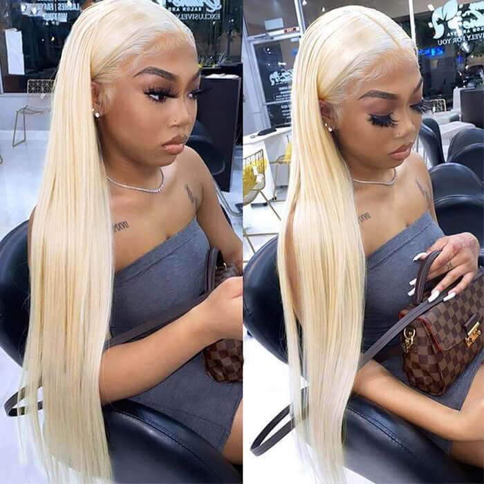 613 Blonde Wig Pre-Cut 13*4 lace wear and go blonde straight wig remy hair