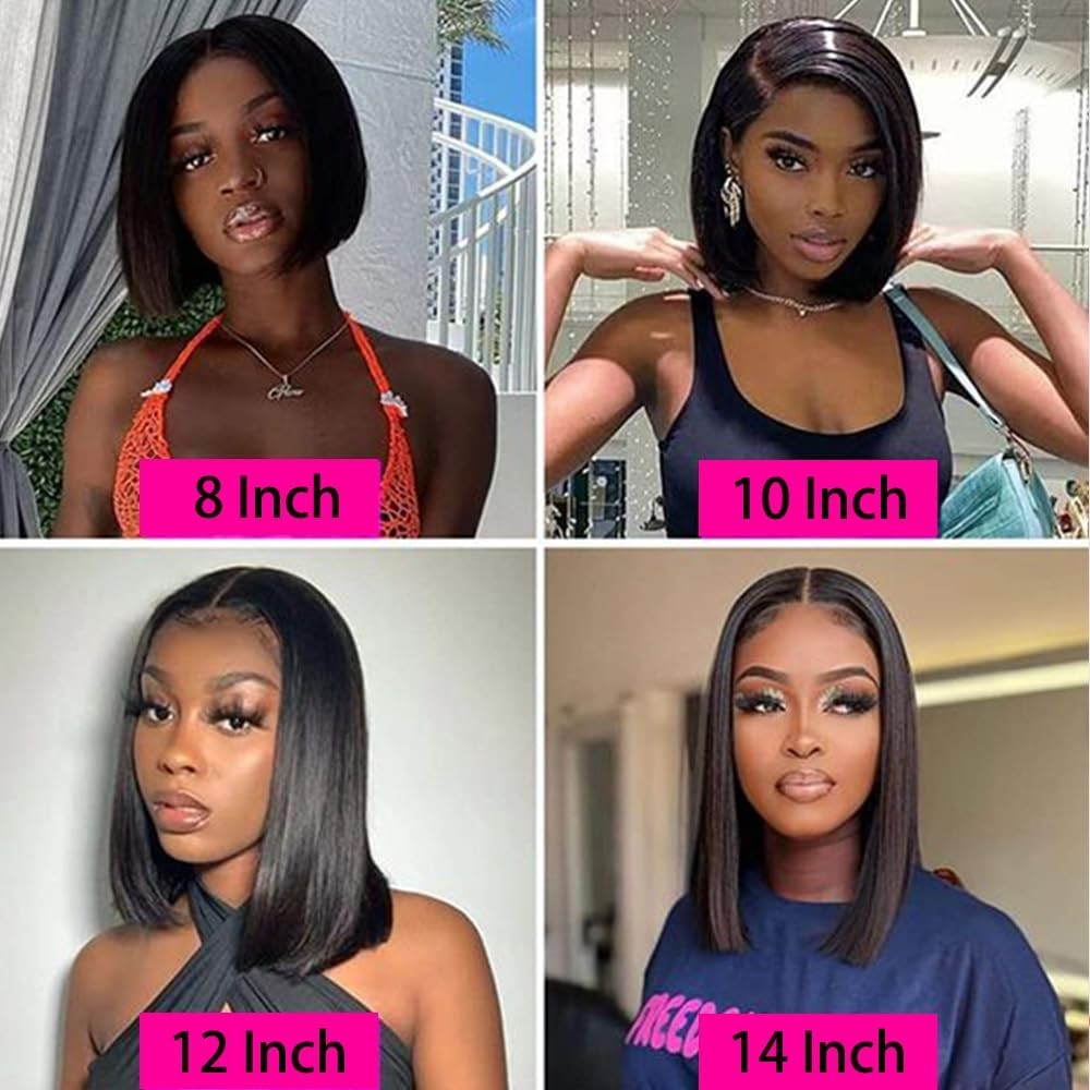 Short Bob Wig Human Hair StraightWear to Go 4×4 Lace Closure Bob Wigs Human Hair