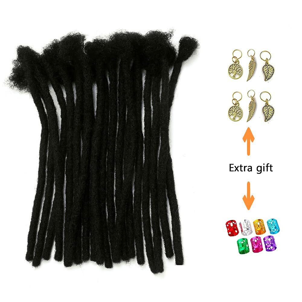 100% Human Hair Dreadlocks Handmade Permanent Afro Loc Extensions NaturalBlack1B