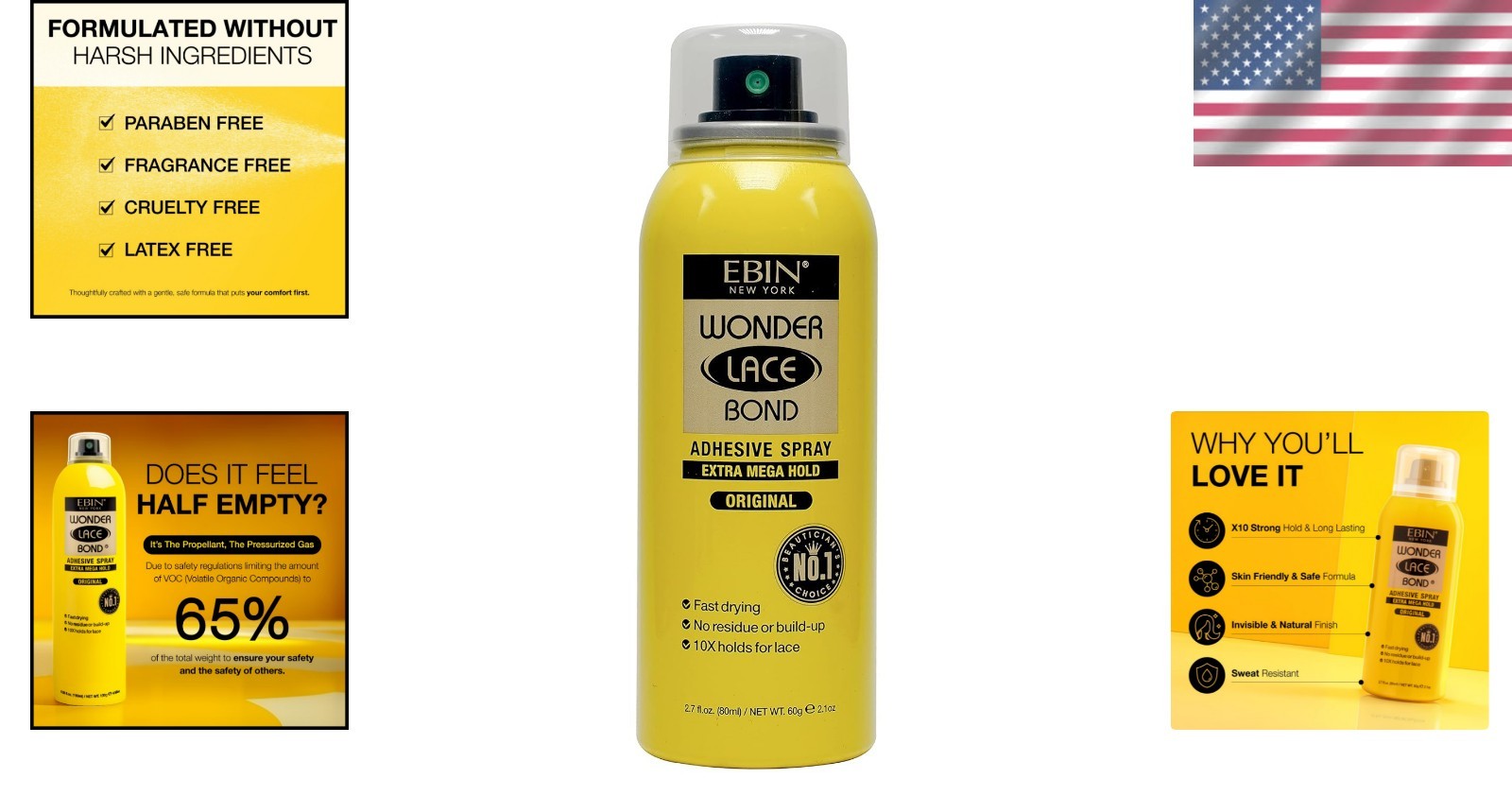Wonder Lace Bond 2.7oz: Extra Mega Hold Wig Adhesive Spray for All-Day Finish