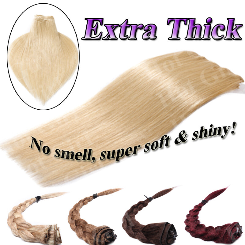 Real Thick Long Clip In 100% Remy Human Hair Extensions Thick 200g Balayage G150