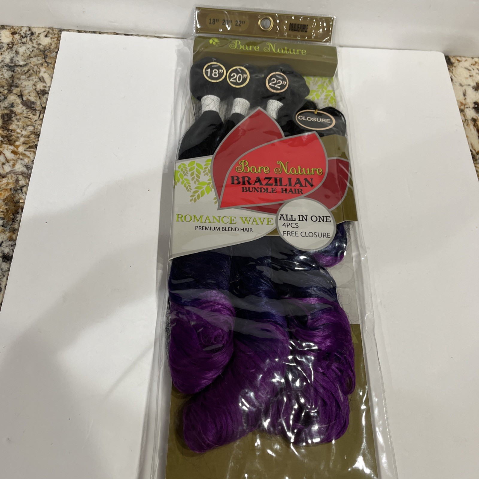 New York Queen Bare Nature Brazillian Bundle Hair Romance Wave Blue&Purple 4 PCS
