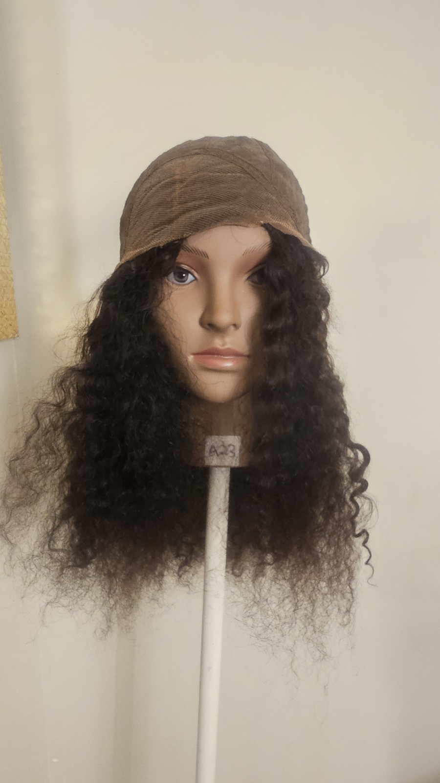 High Quality regular Top Black 20″ curly 100% Virgin Human Hair Lace Wig