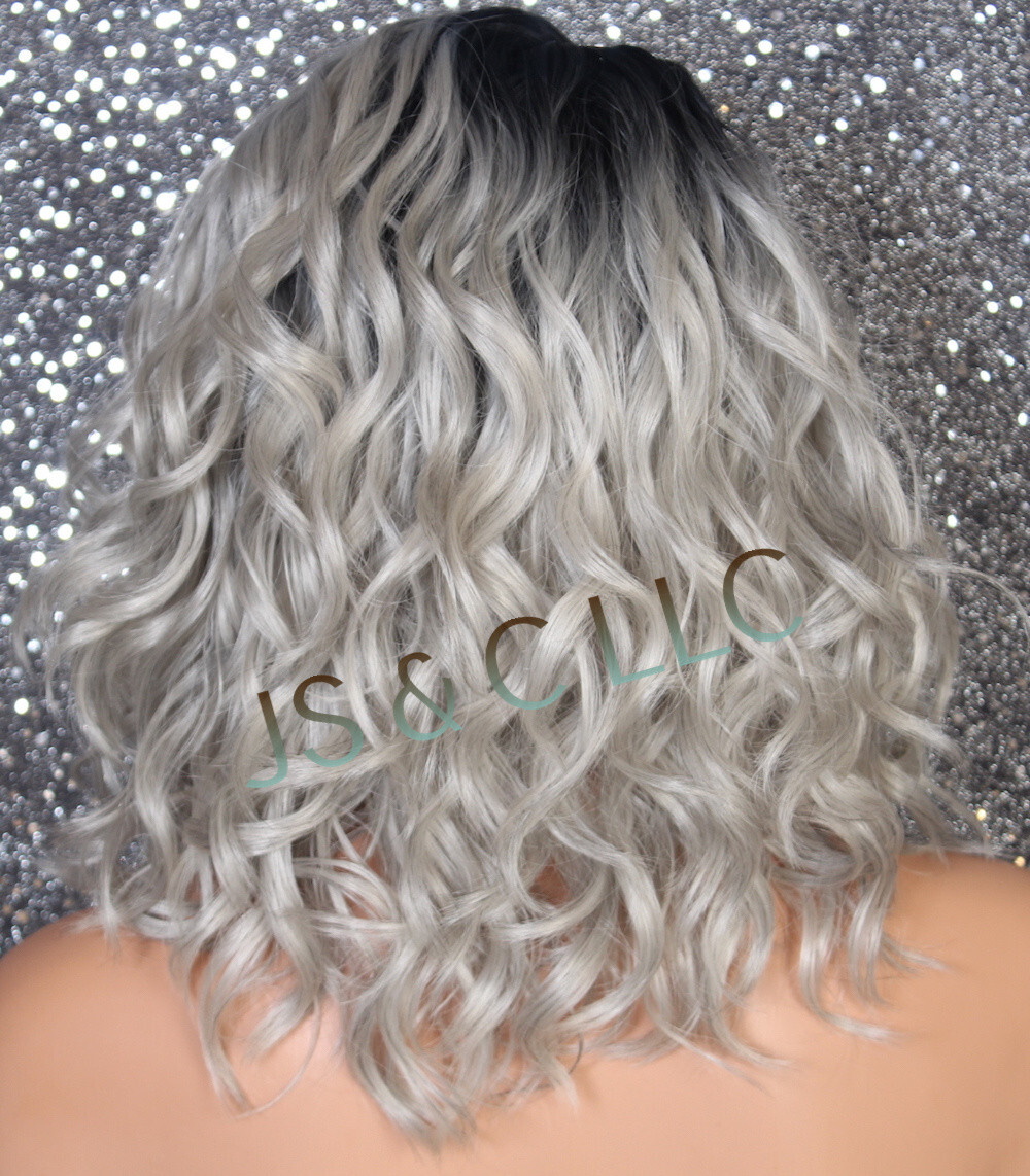 Human Hair blend Heat OK Full Lace Front Wig Super Natural ppq Grey mixed
