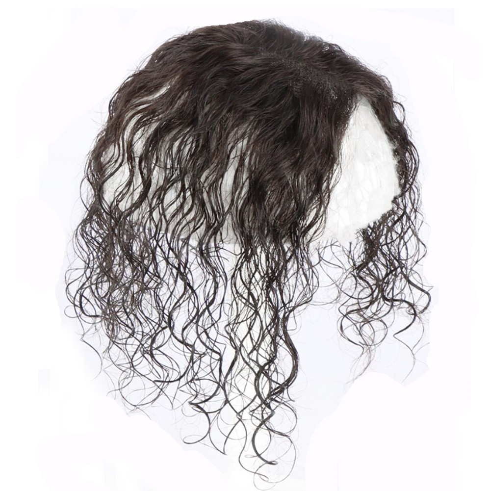 10″Fluffy Curly Wavy Hair Bangs Clip in Real Human Hair Topper Wiglet for Women