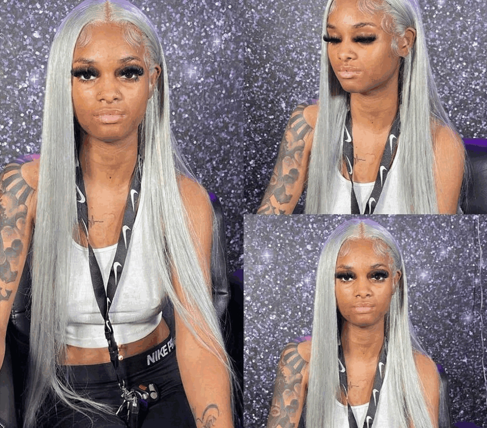 Cyan Blue Body Wave 13×6 Lace Front Wig Human Hair 613 Blonde Green Ombre WIg