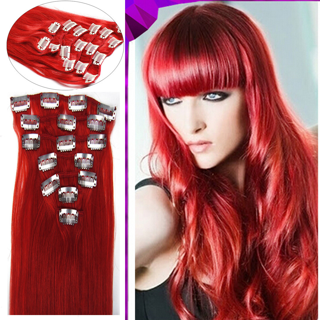 Clip in Hair Extensions Real Human Hair Double Weft Clips in Remy Hair Full Head