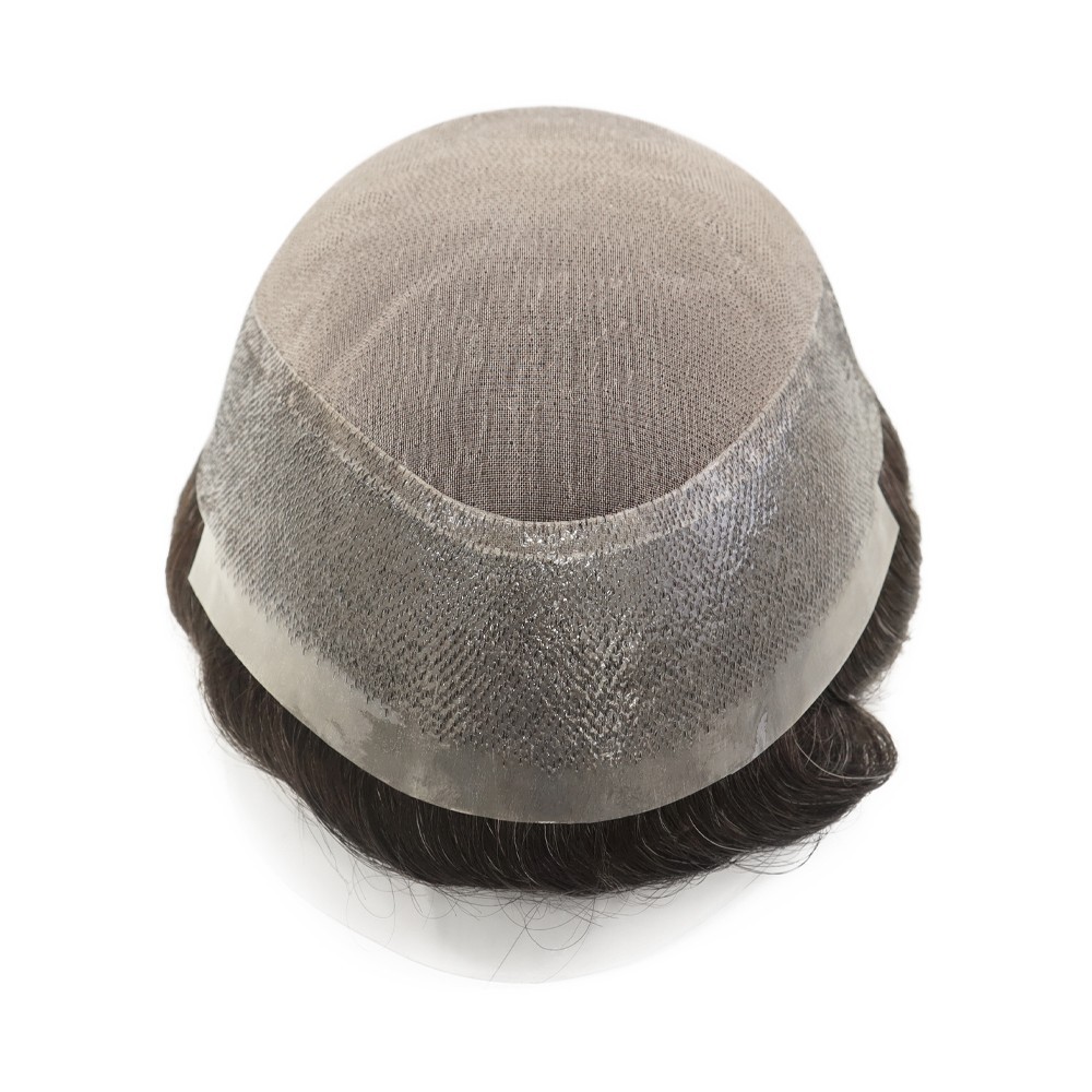 Mens Toupee Human Hair Replacement System Fine Mono Poly Skin Hairpiece 8×10 MPU