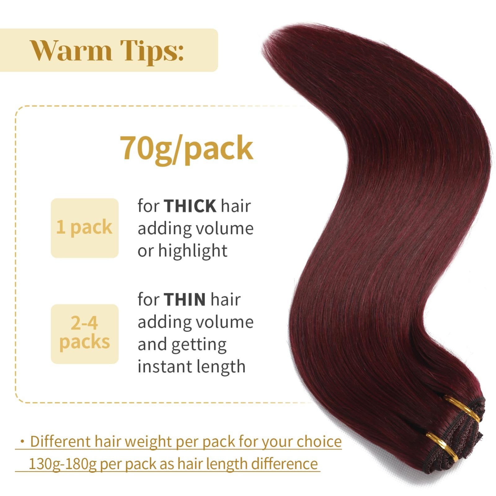 20″ Clip-in Real Human Hair Extensions 7pcs 120g Burgundy Red Soft Remy Straight