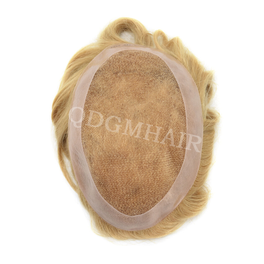 French Lace Mens Toupee Hairpiece Poly Skin PU Around Hair Replacement System US