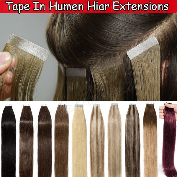 9A Russian Tape In Remy Human Hair Extensions Full Head Skin Weft Straight THICK