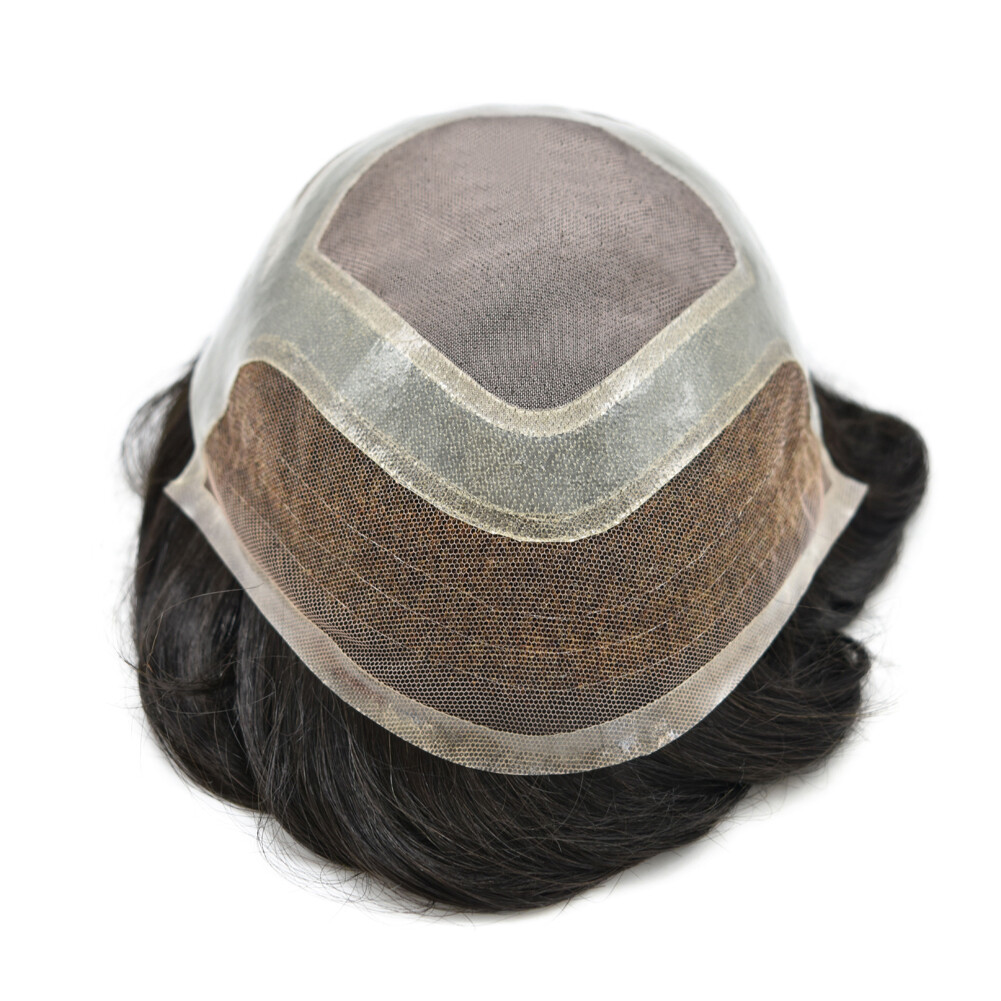 Mens Hair Piece Human Hair Replacement System Lace Front Mens Toupee Hair Units