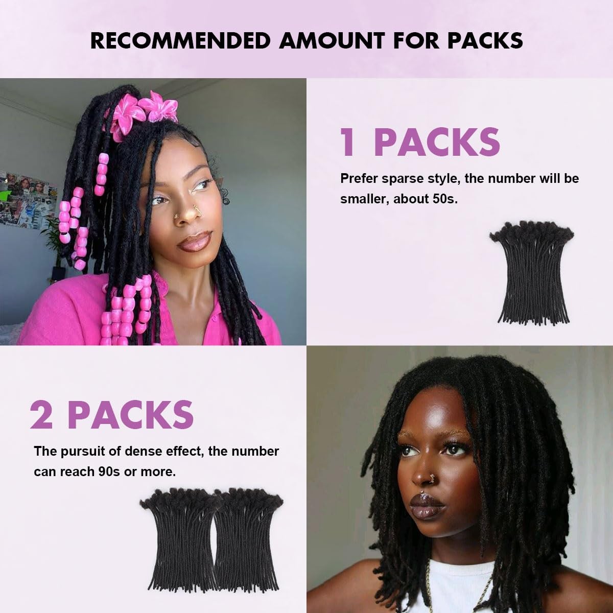 Vecago 8 Inch 50 Strands Loc Extensions Human Hair 0.4Cm Width 100 Human Hair