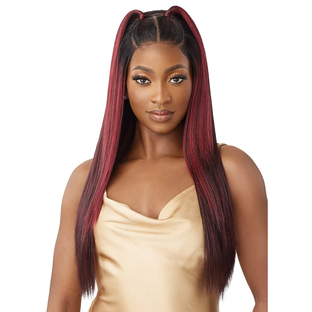 OUTRE HUMAN HAIR BLEND 5X5 LACE CLOSURE WIG – HHB YAKI STRAIGHT 26″