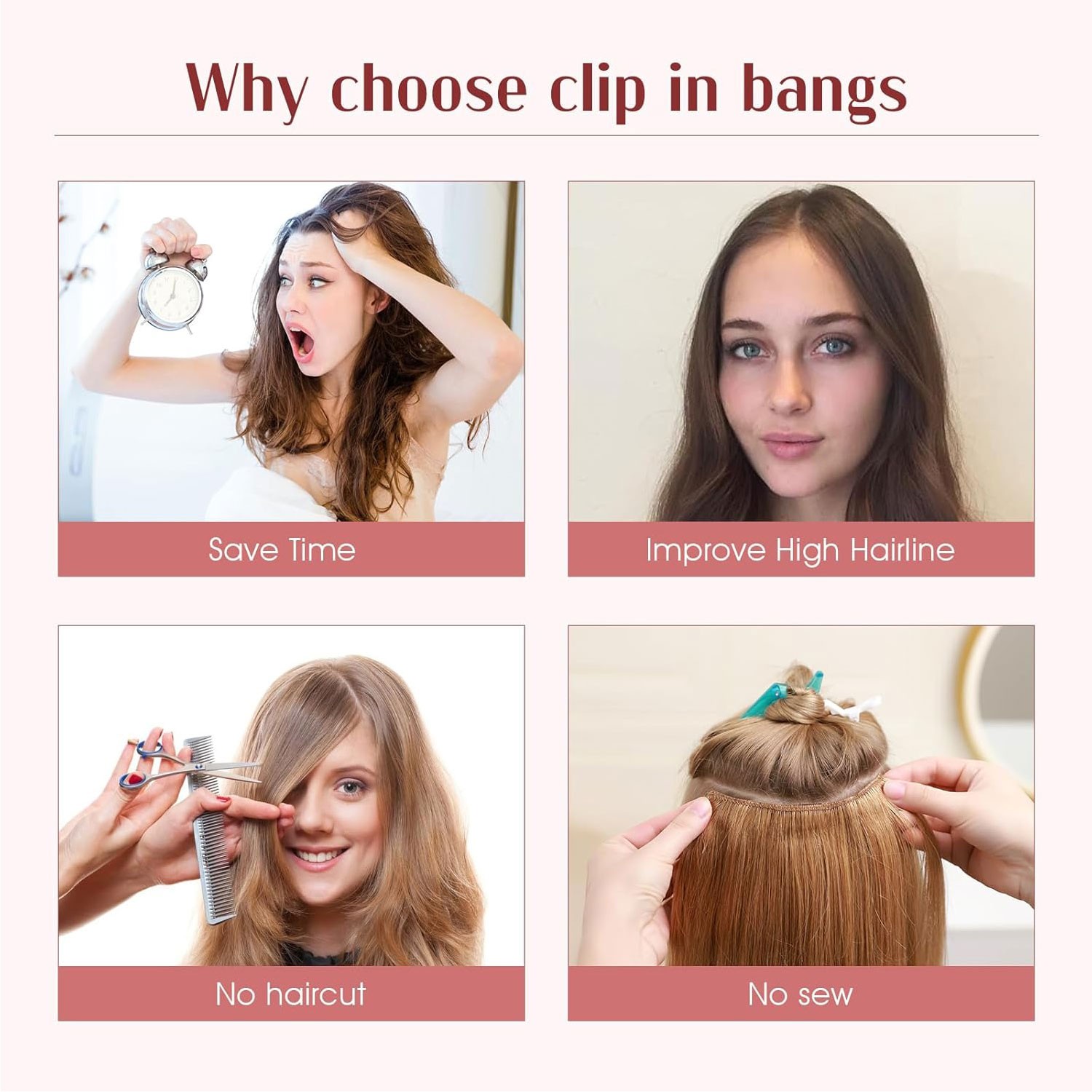 US Clip In 100% Remy Air Fringe Bangs Human Hair Extensions Hairpiece Top Topper