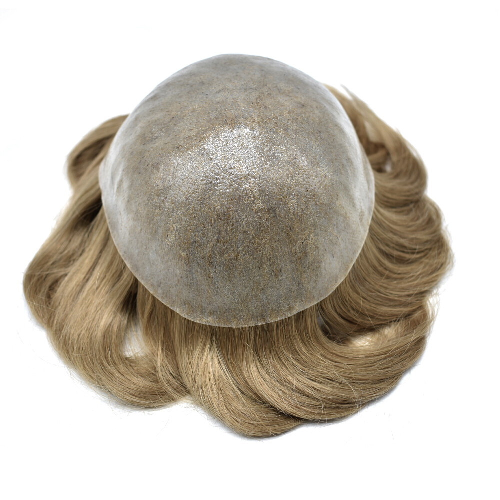 Full Poly Thin Skin Hair PieceMens Toupee Human Hair Systems Replacement System