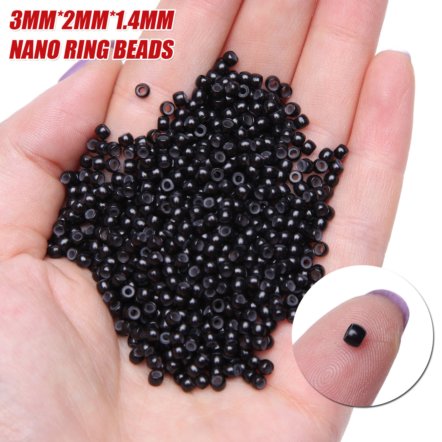 Nano Ring Loop Threader Pulling Tool Silicone Bead for Nano Bead Hair Extensions