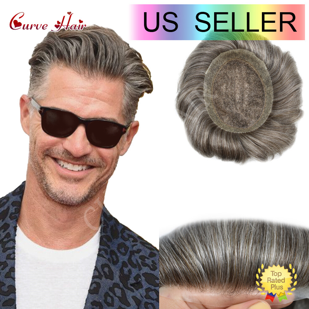 Mens Human Hair Replacement system French Lace Toupee Hair Piece Men Wig Units