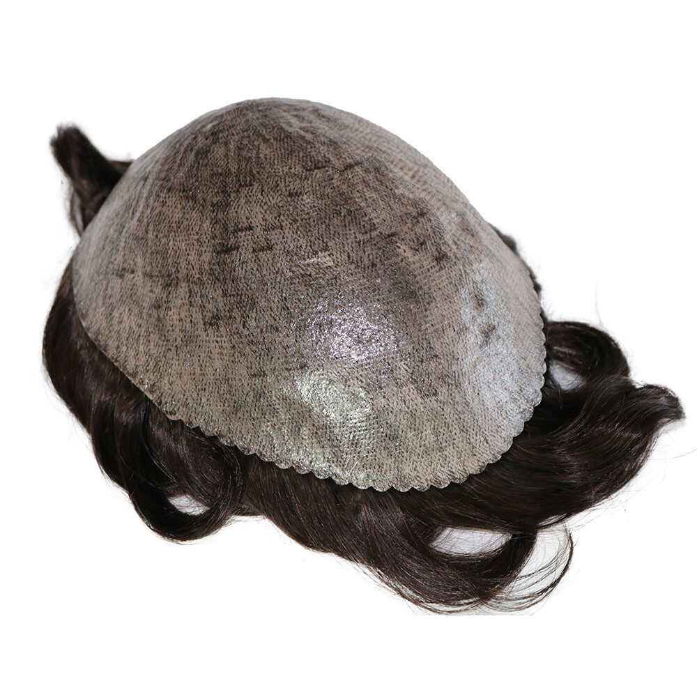 Full Poly Mens Toupee 8×10 Injected PU Human Hair Capillary Prosthesis Thin Skin