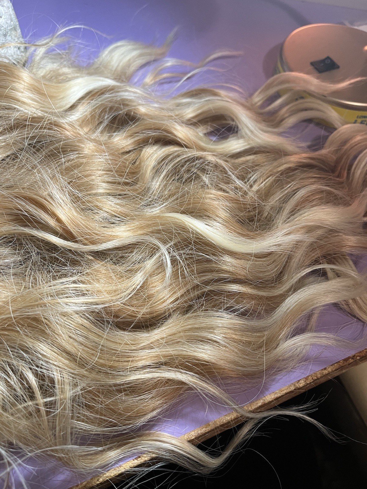 Wavy Ombré Blonde Wig w/ Dark Roots Clip-In Classic Cap Synthetic 21-30in