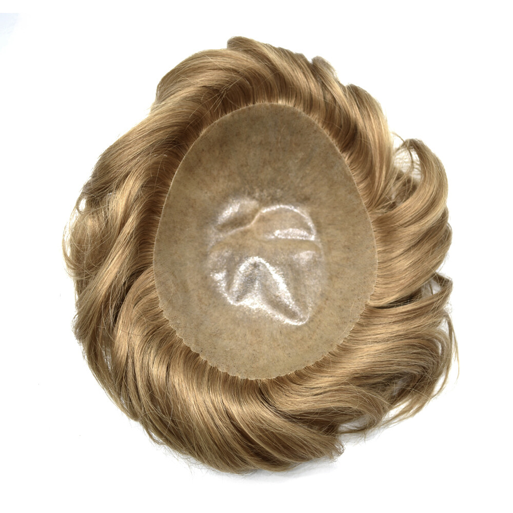 Mens Toupee Full Poly Skin Hairpiece Injected PU Human Hair Replacement Systems