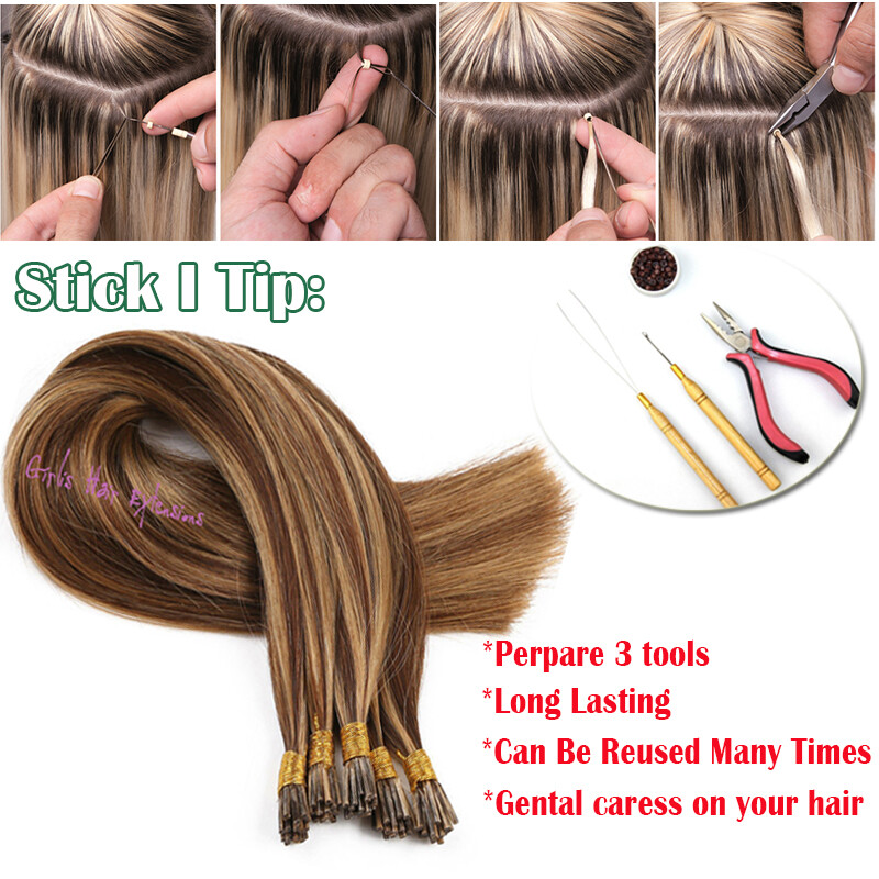 THICK 1g/s Keratin Stick I-Tip Fusion Remy Human Hair Extensions Double Drawn US