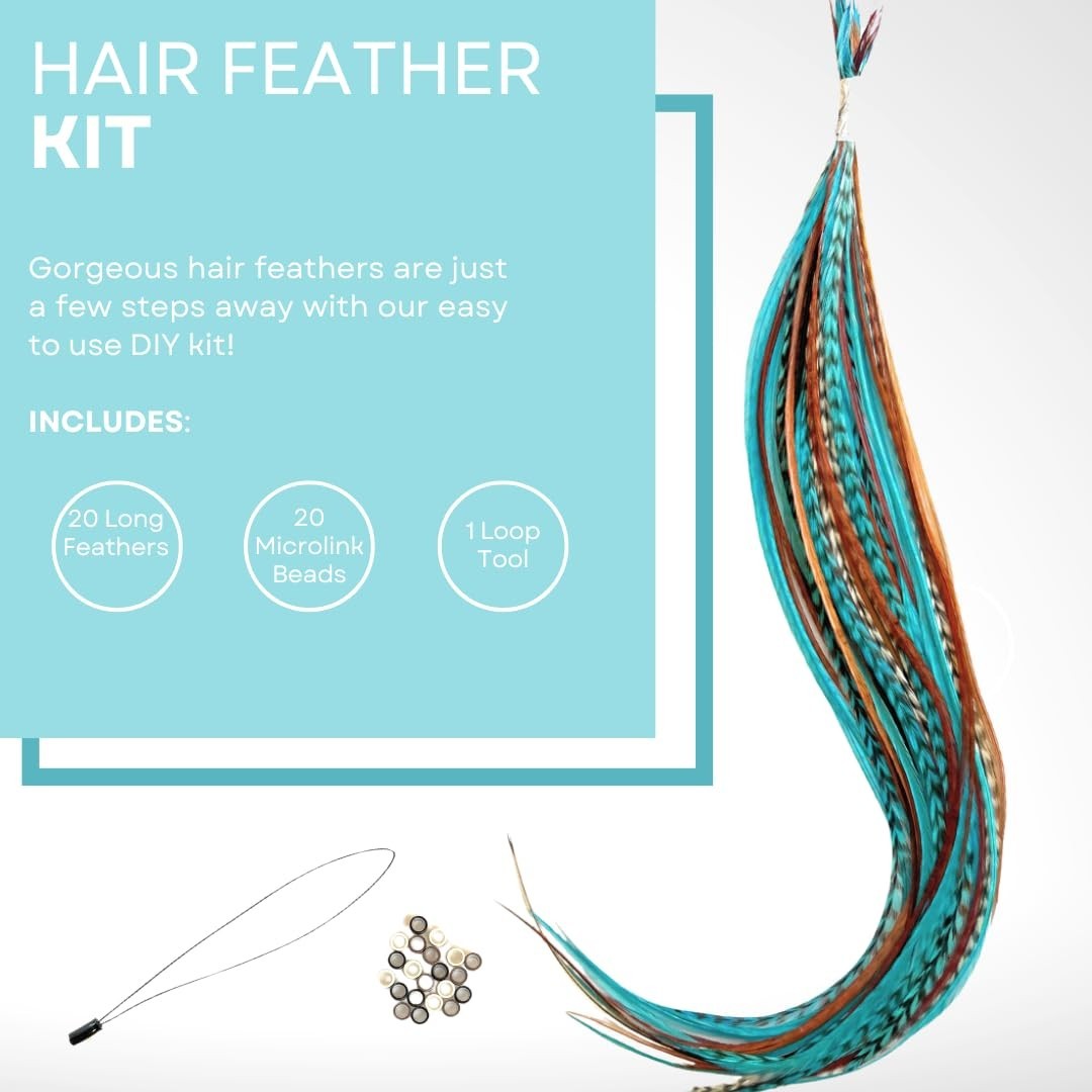 Beautiful DIY Rooster Hair Feathers Kit: 10 Inch Extensions in Vibrant Colors