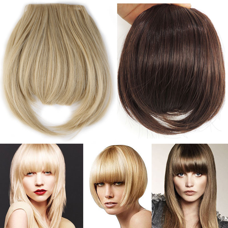 Neat Thin Bangs as Real Human Hair Extension Clip in on Fringe Fake Hairpiece US