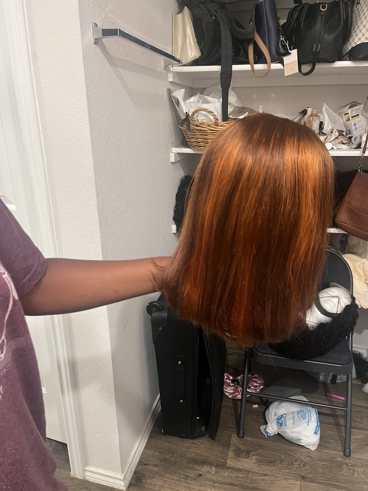 Lace Front Straight Bob Wig for Women Medium Brown & Honey Blonde Highlights