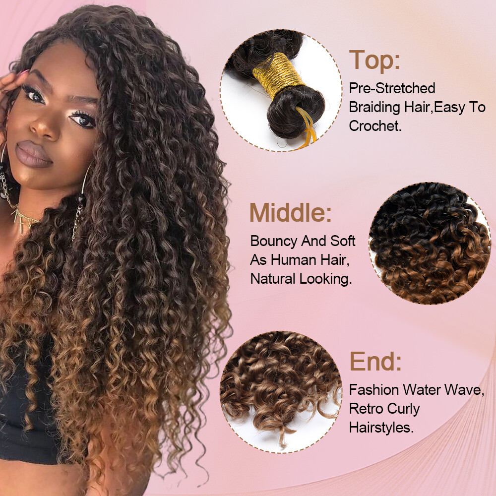 REAL As Human Natural Water Wave Crochet Braids Deep Curly Hair Extensions Soft
