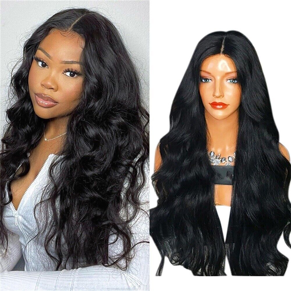 Women Long Full Wig Brazilian Star Human Hair Body Wave Lace Front Thick Wigs US