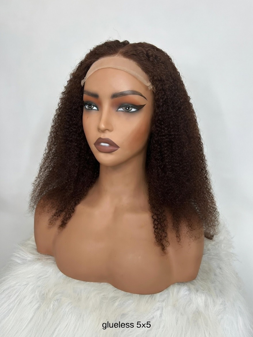 5*5 HD Lace Closure Wig Human Hair Kinky Curly Glueless Pre Pluked 200% natural