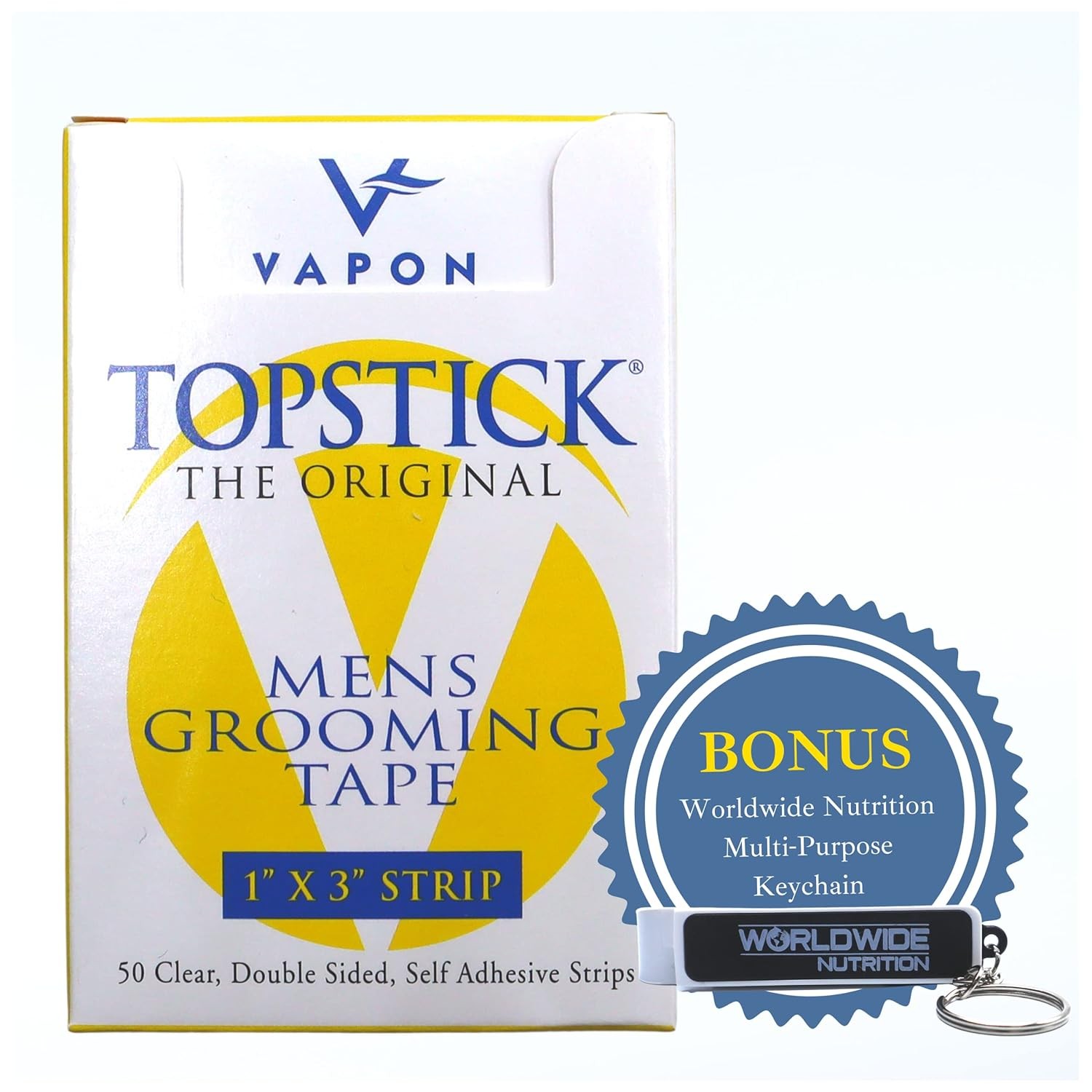 Vapon Topstick – The Original Men’s Grooming Tape – Self Adhesive, Clear, Double