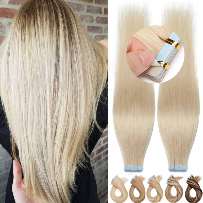 Invisible Tape In 100% Remy Human Hair Extensions Russian Skin Weft 150g 60pc US