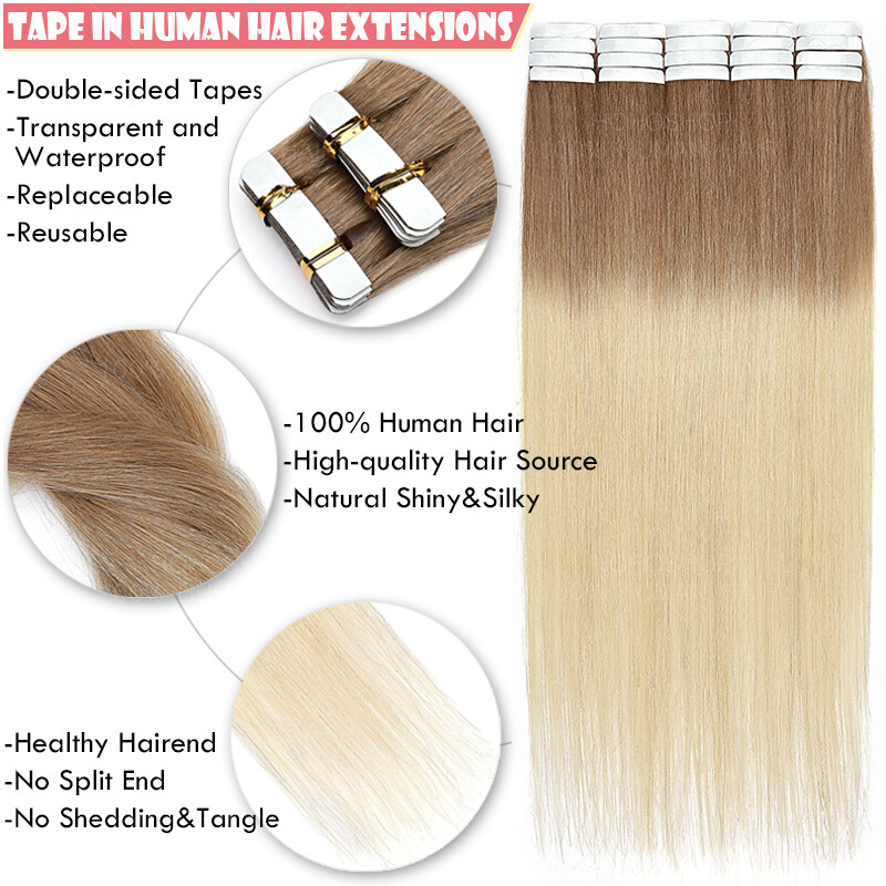 Invisible Tape In 100% Remy Human Hair Extensions Russian Skin Weft 150g 60pc US