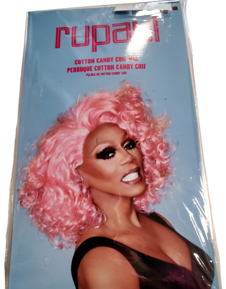 RuPaul Cotton Candy Pink Coif Wig Halloween Costume Adult Fake Hair Drag Pride