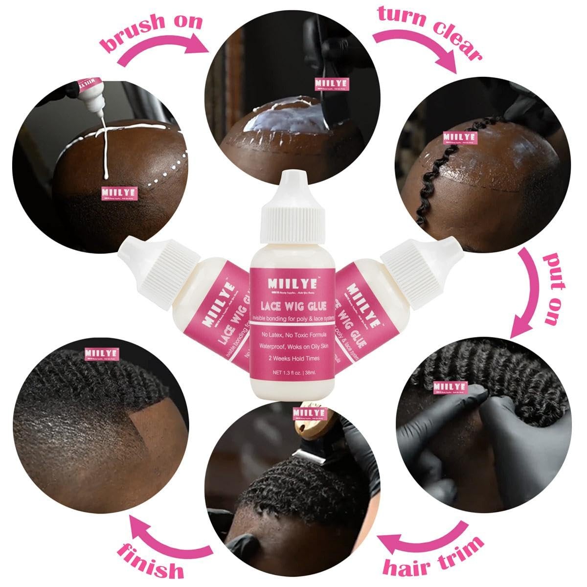 Lace Wig Glue, Strong Hold Waterproof Sweat Proof Adhesive, White