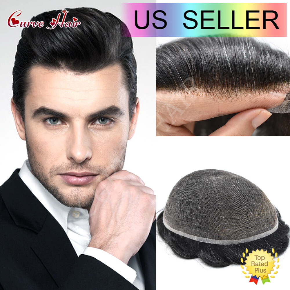 Men Hair Systems Full French Lace Toupee Human Hairpiece Hair Replacement Units