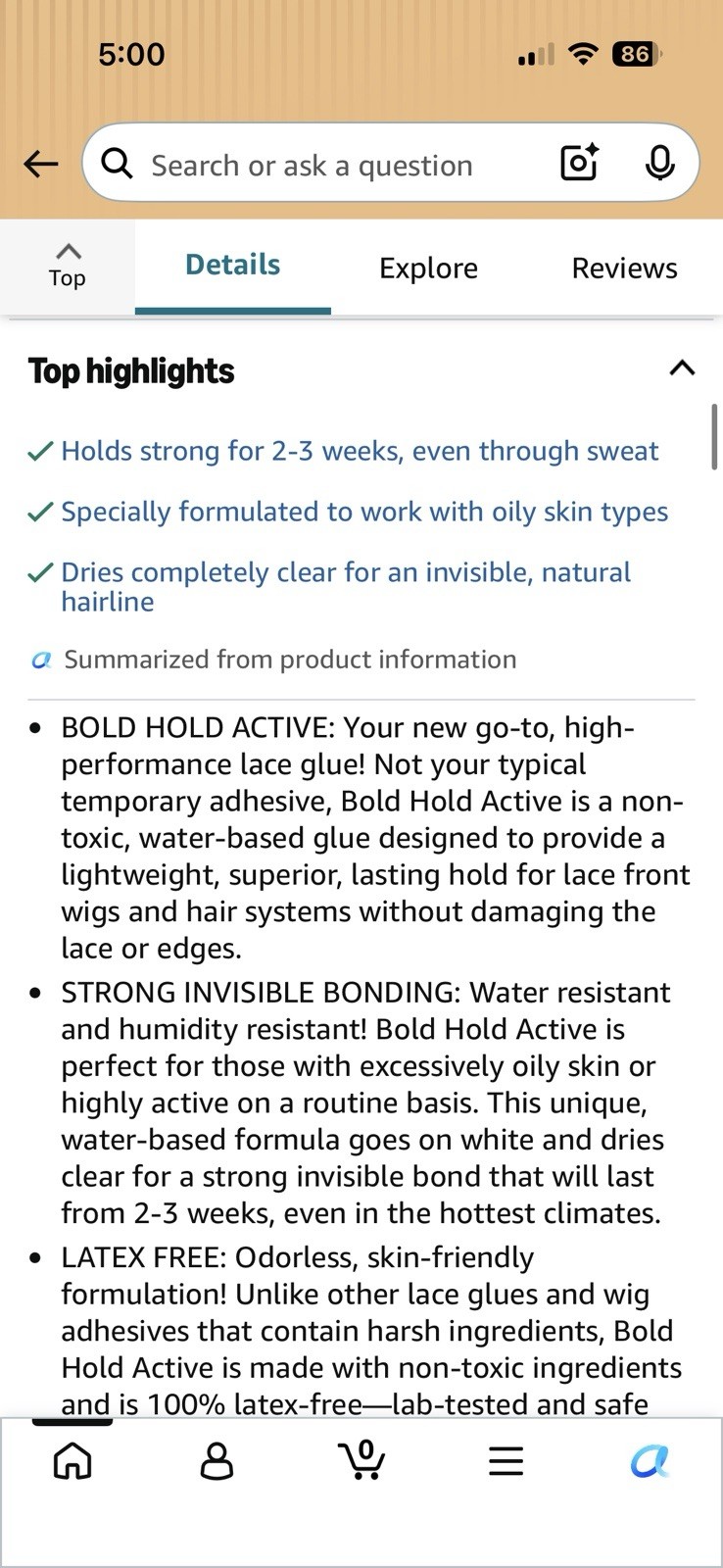 The Hair Diagram Bold Hold Active Reloaded Strong Wig Adhesive Glue 1.3fl oz NEW