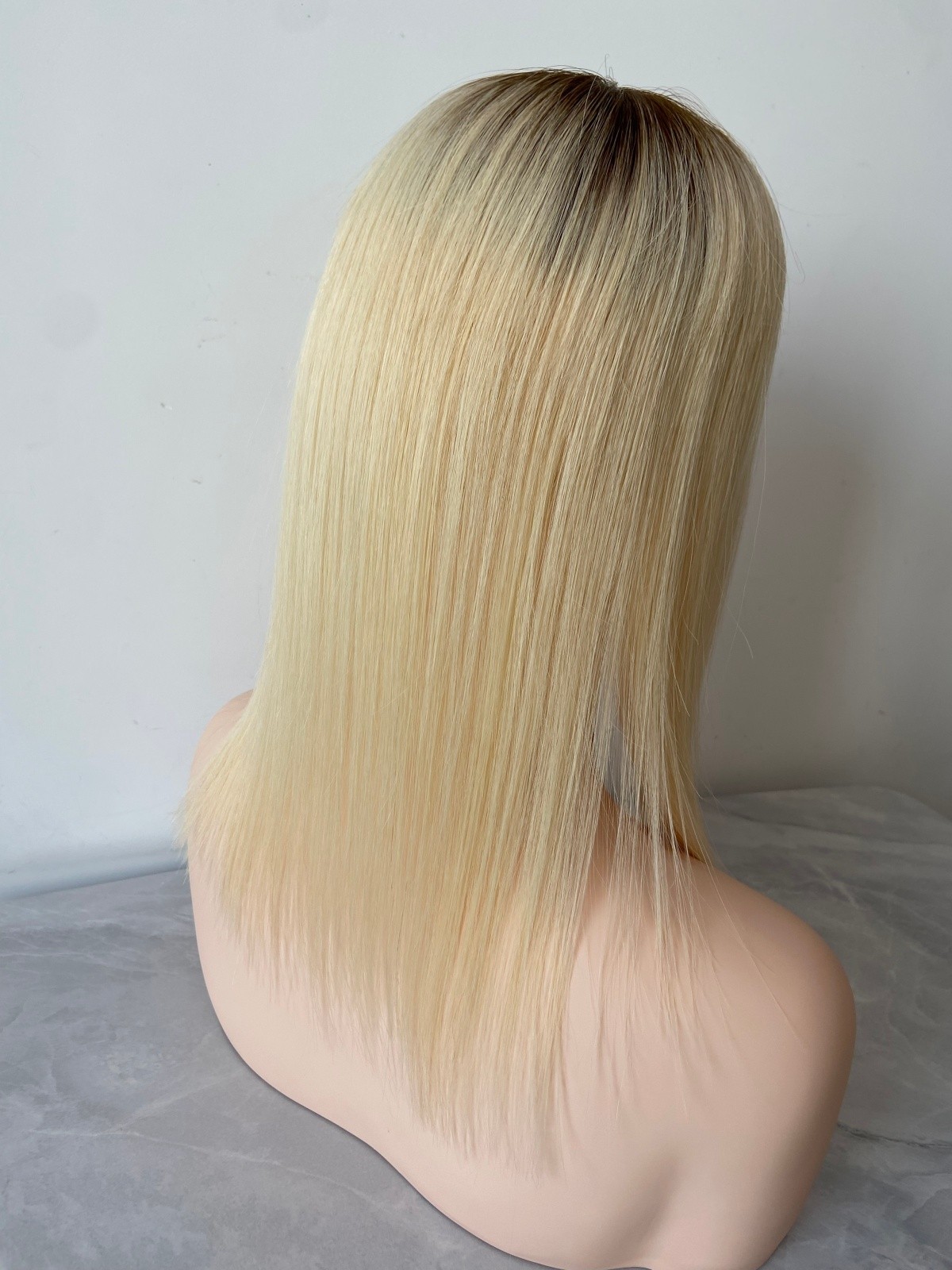 100% HUMAN RUSSIAN HAIR 5″x5″ BLONDE TOPPER BROWN ROOTED OMBRE HAIRPIECE