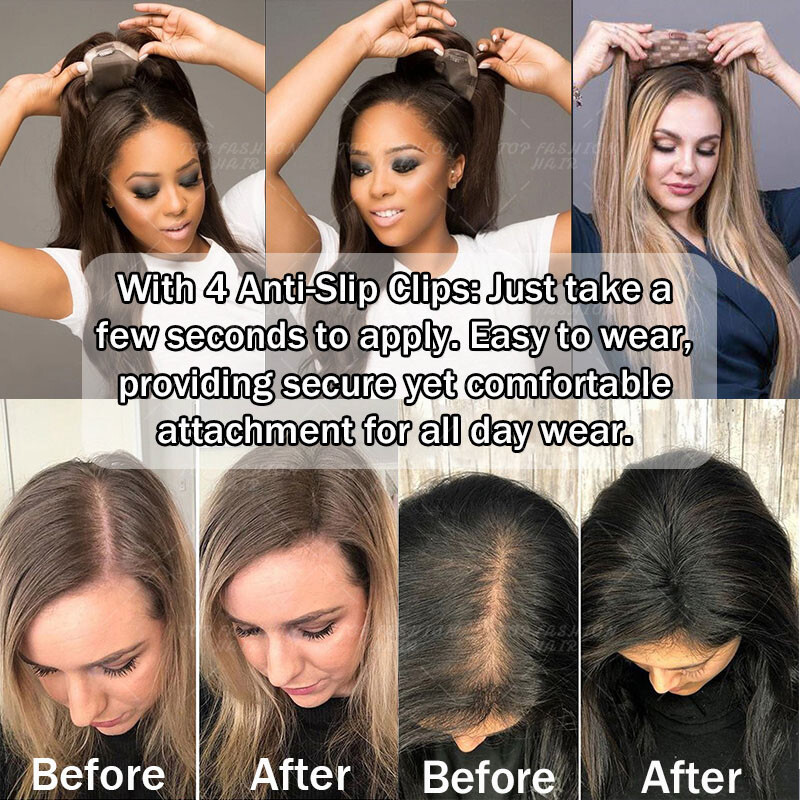 100% Virgin Human Hair Lace Silk Base Frontal Topper Hairpiece Toupee Wigs Ombre