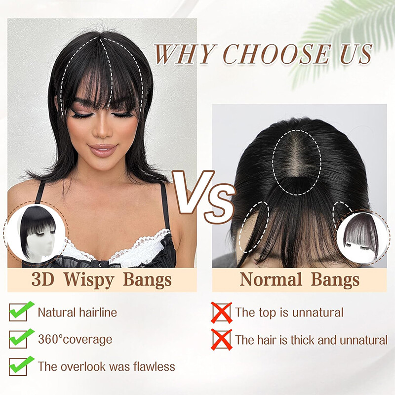 Thin Neat Bangs AS Remy Human Hair Extensions Clip in on Fringe Front Hairpieces
