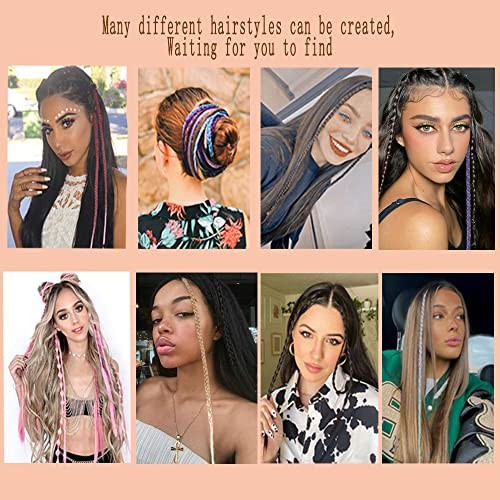 Braid Hair Extensions, 5 PCS Baby Braids Front Side Bangs Clip in Natural Black