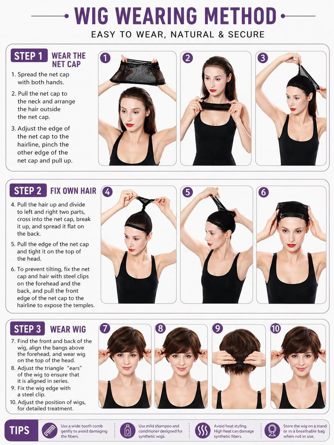 Heat Resistant Short Ombre Curly Wig for Black Women – Adjustable Fit Included
