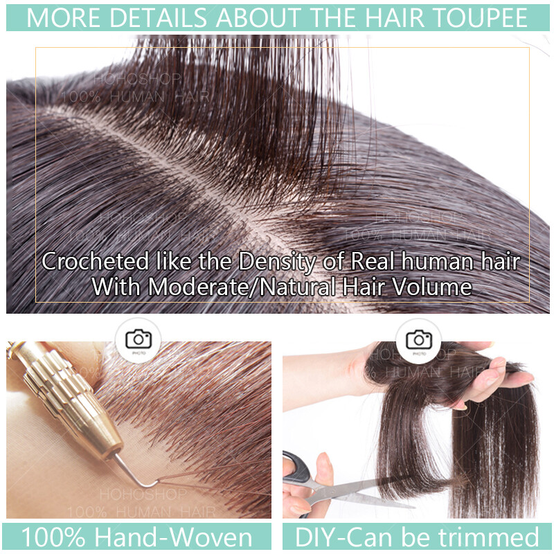 Russian Human Hair Mono Silk Women Topper REMY Hairpiece Toupee Wigs FULL 130%