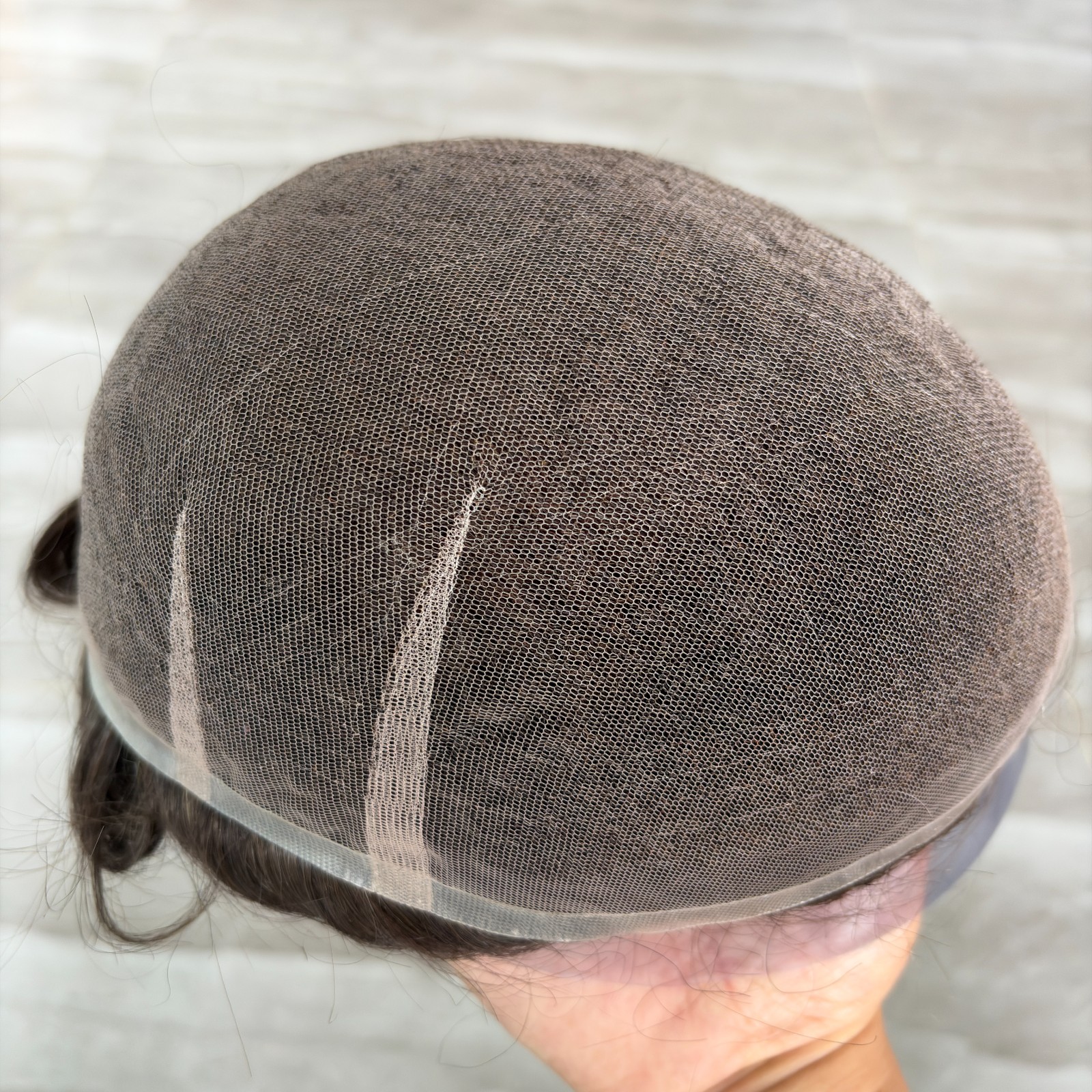Super Natural Hairliine Toupee Breathable Base bleached knots Full French Lace