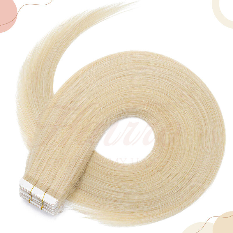 Tape In 12″-24″ Remy 100% Real Russian Human Hair Extensions Invisible Skin Weft
